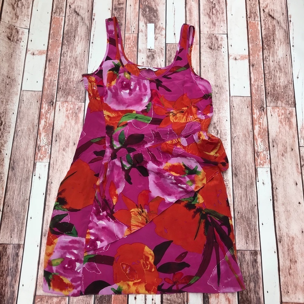 Trina Turk Tropical Print Silk Dress